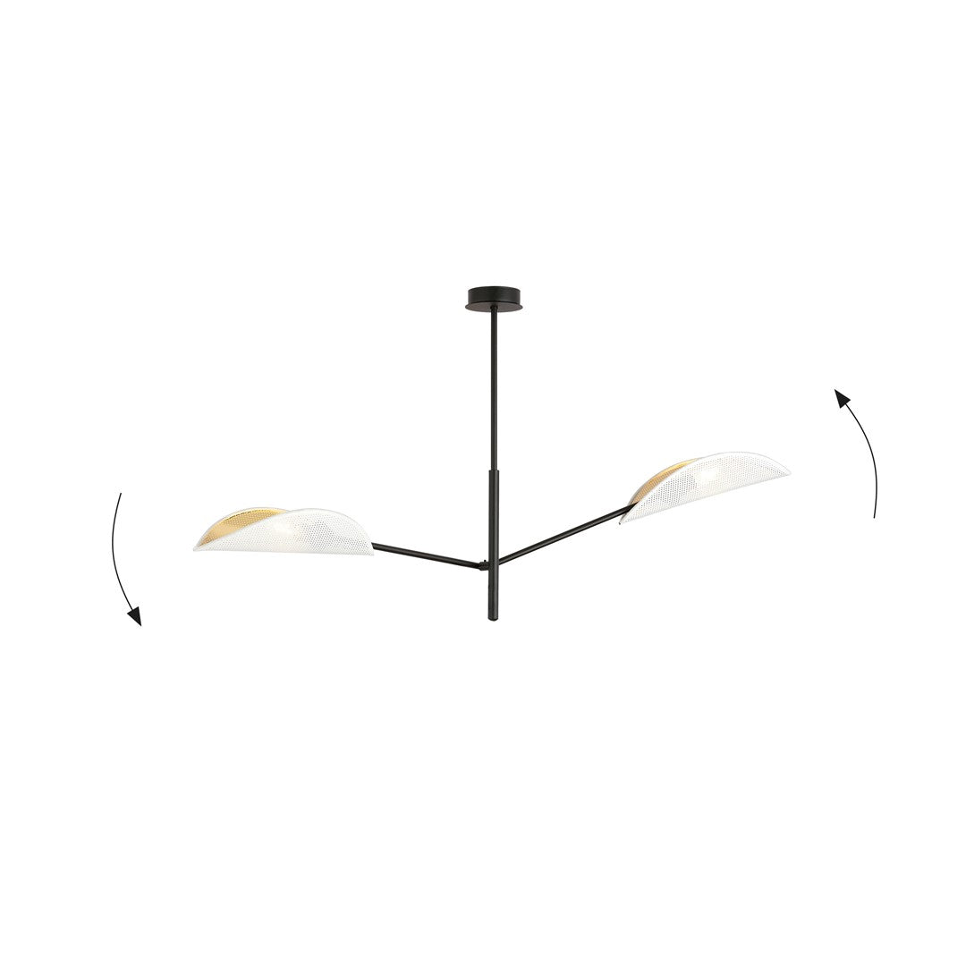 Vene 2-light flush mount white and gold