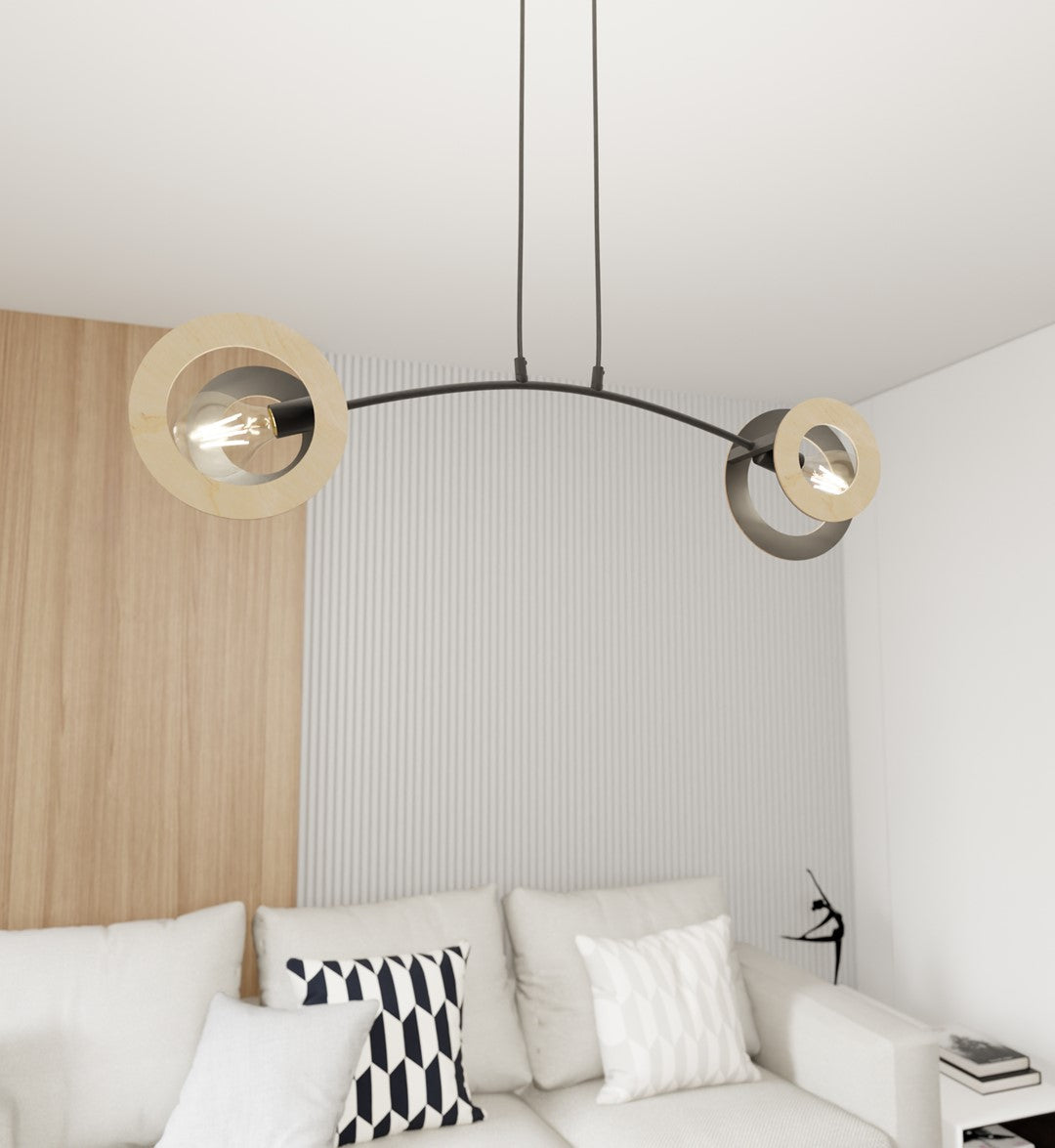 Skiva 2-light black pendant light