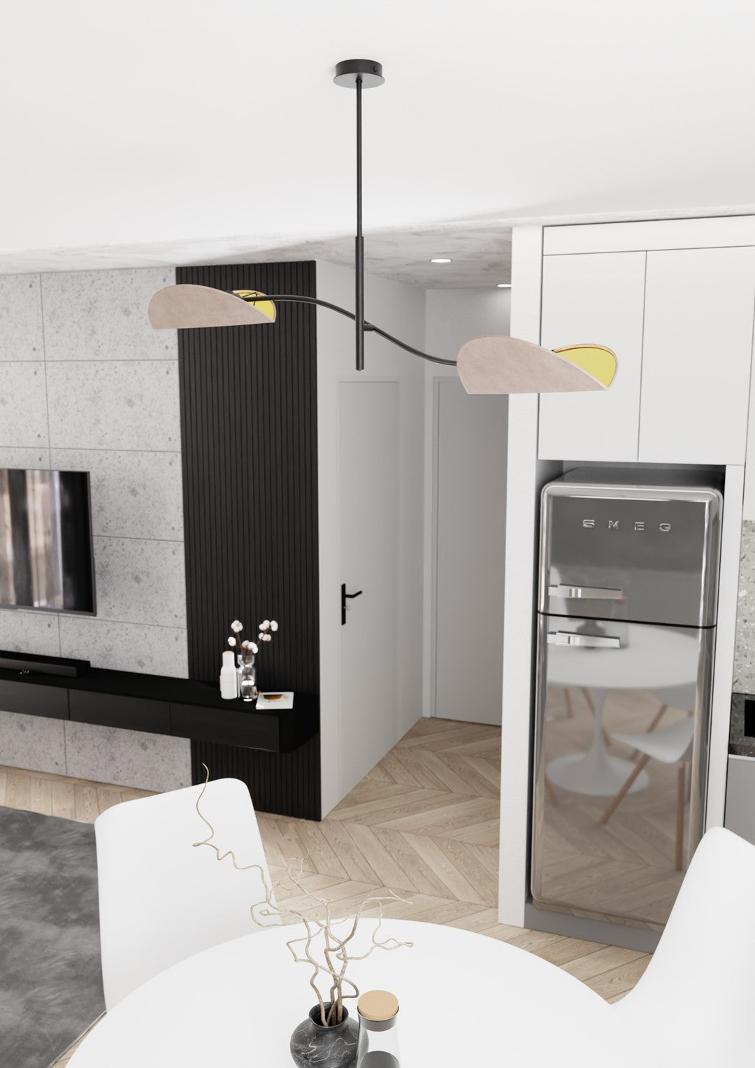 Lotus 2-light ceiling lamp black and grey