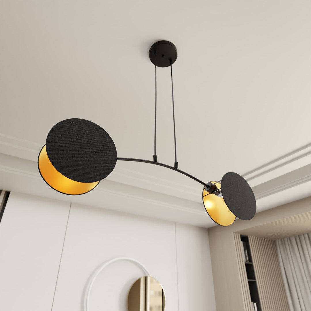 Black and gold 2-light pendant lamp