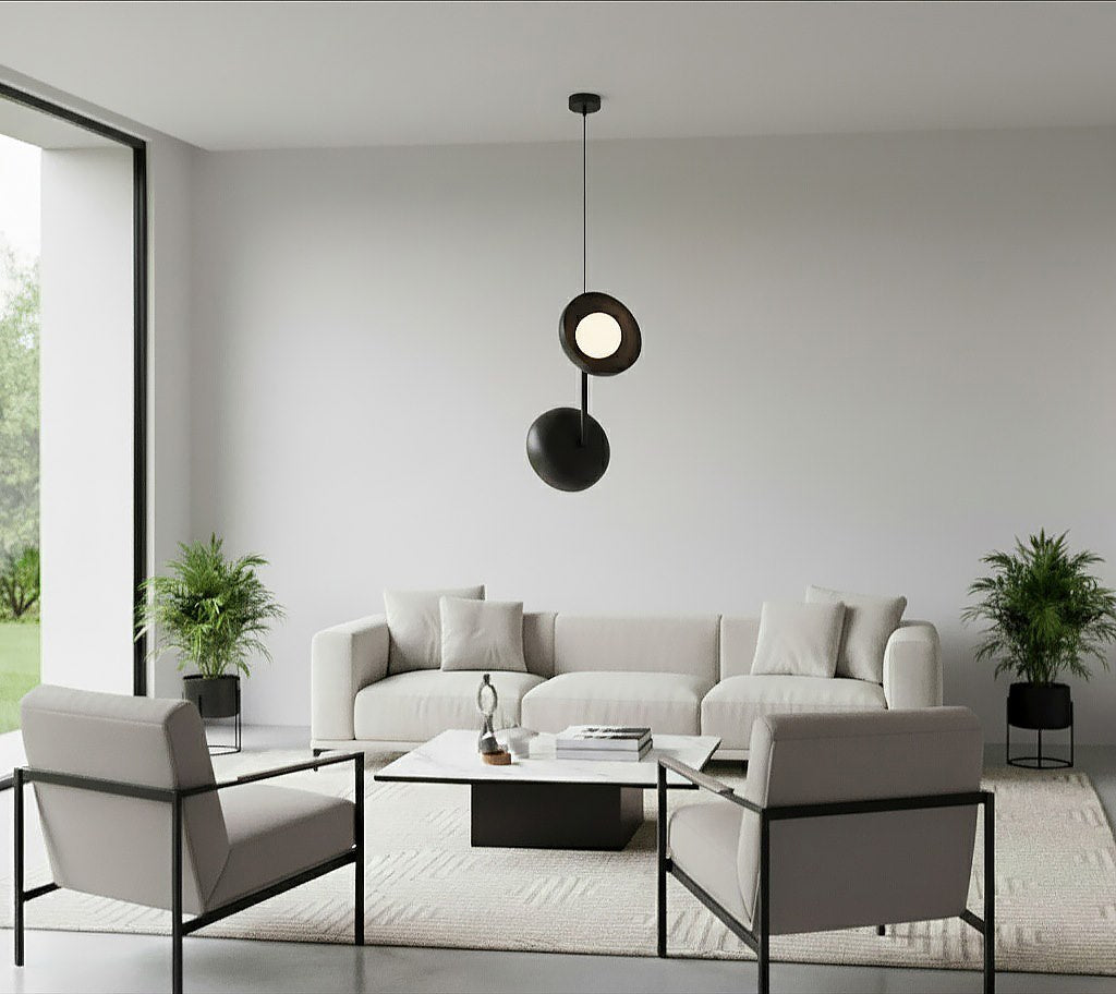 Vanilla 2-light black pendant light