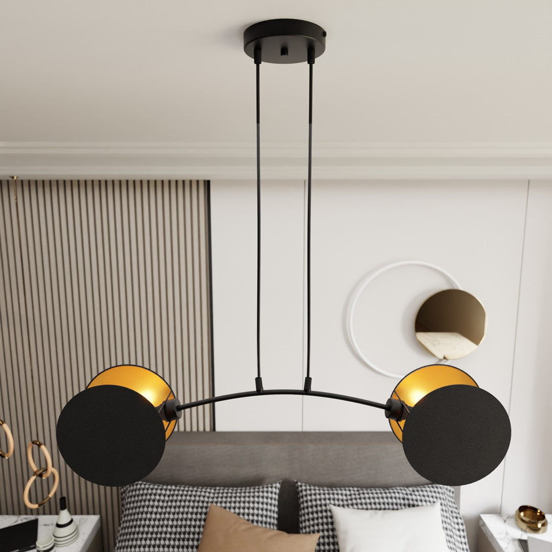 Black and gold 2-light pendant lamp