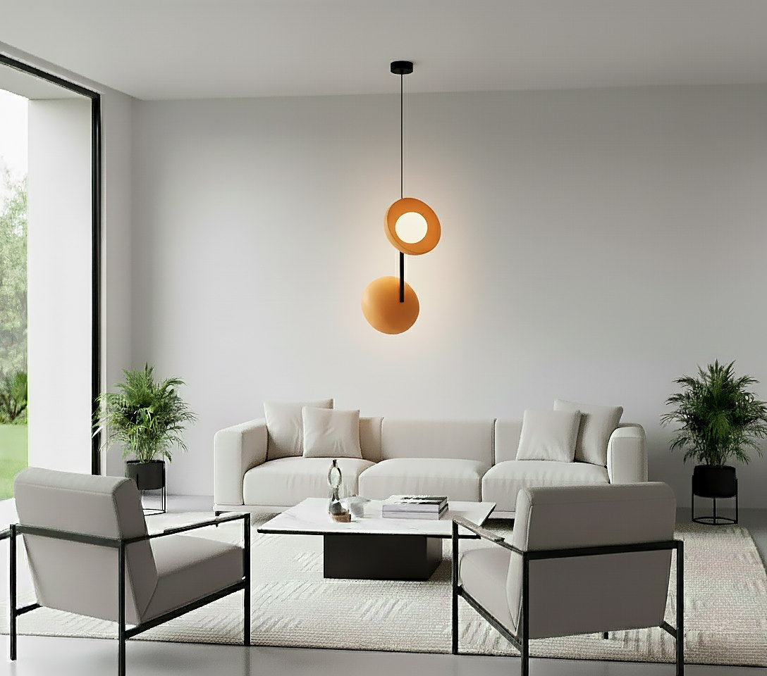 Vanilla 2-light orange pendant light
