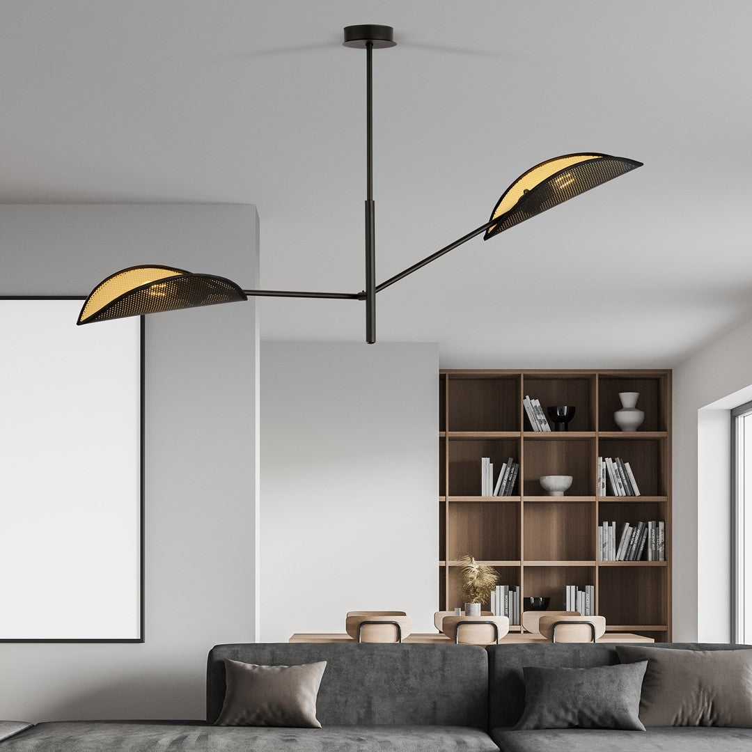 Vene 2-light pendant lamp, black and gold