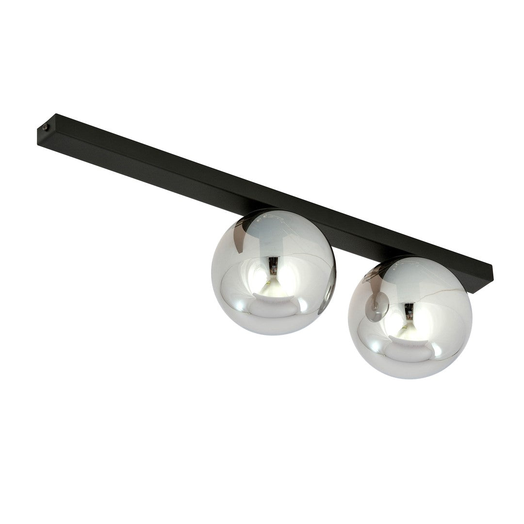 Fit 2-light flush mount black, graphite glass