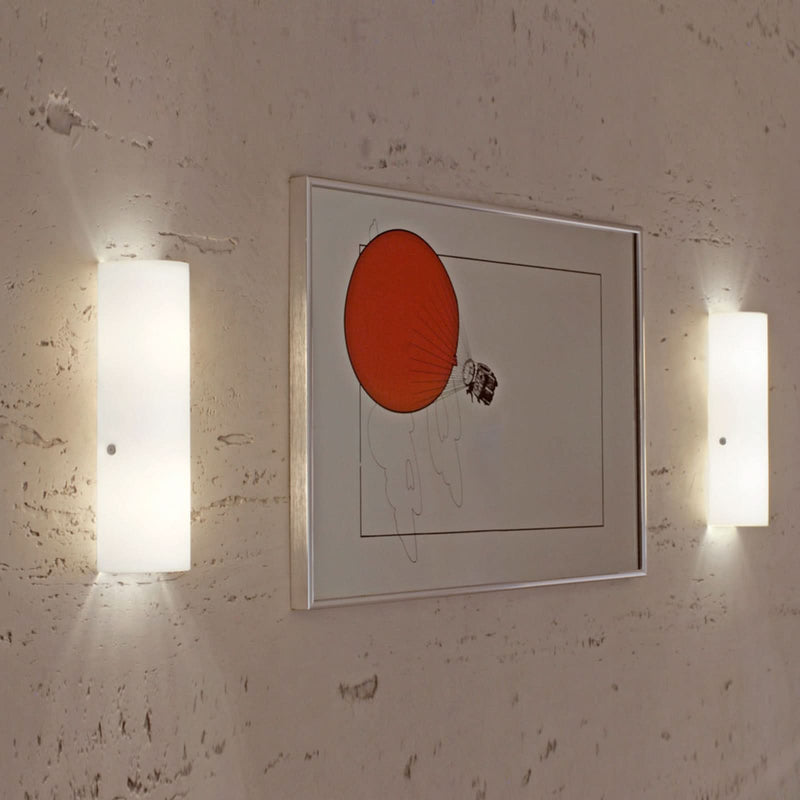 Applique murale Tubo en verre, blanc mat, 2 lumières, hauteur 32 cm