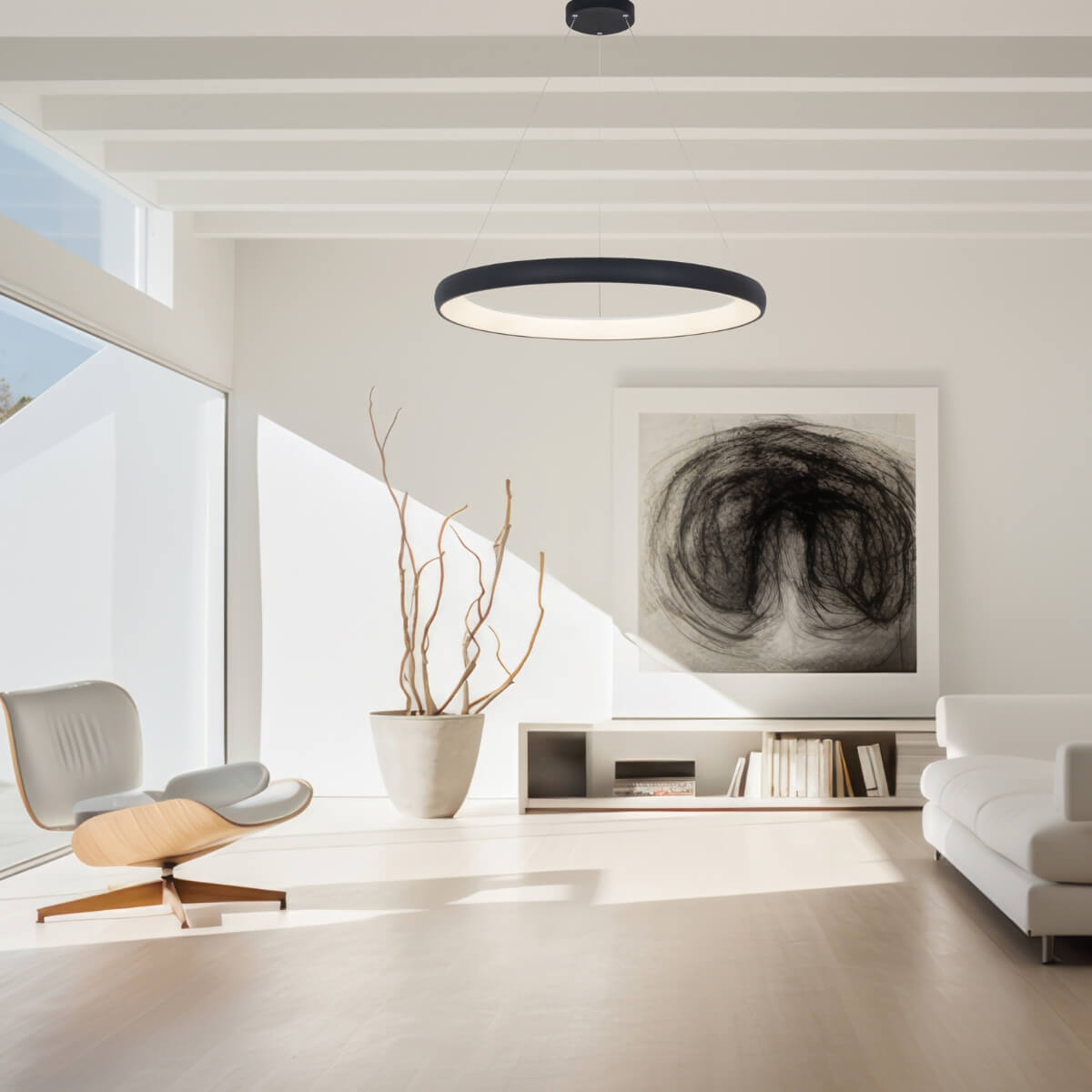 Suspension ZAMBELIS D800 60W Dimmable DESIGN Noir Sable 2060