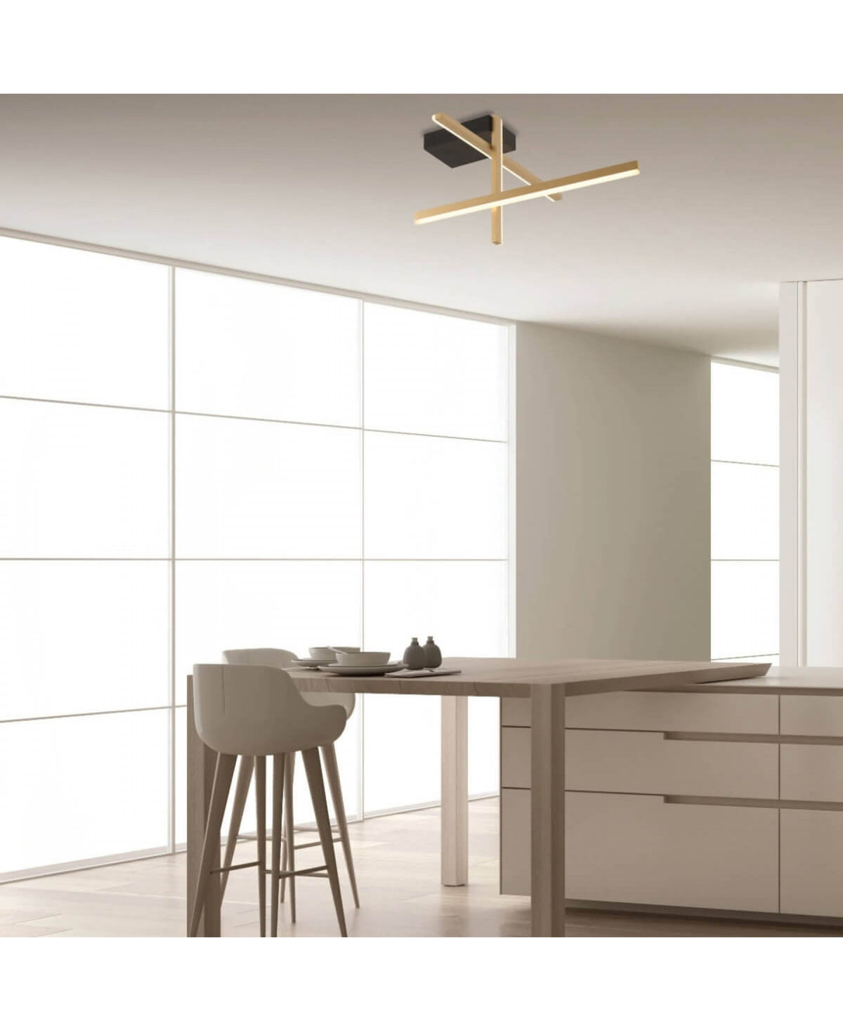 Plafonnier ZAMBELIS 23W Dimmable DESIGN Dore Mat et Noir Sable 22024