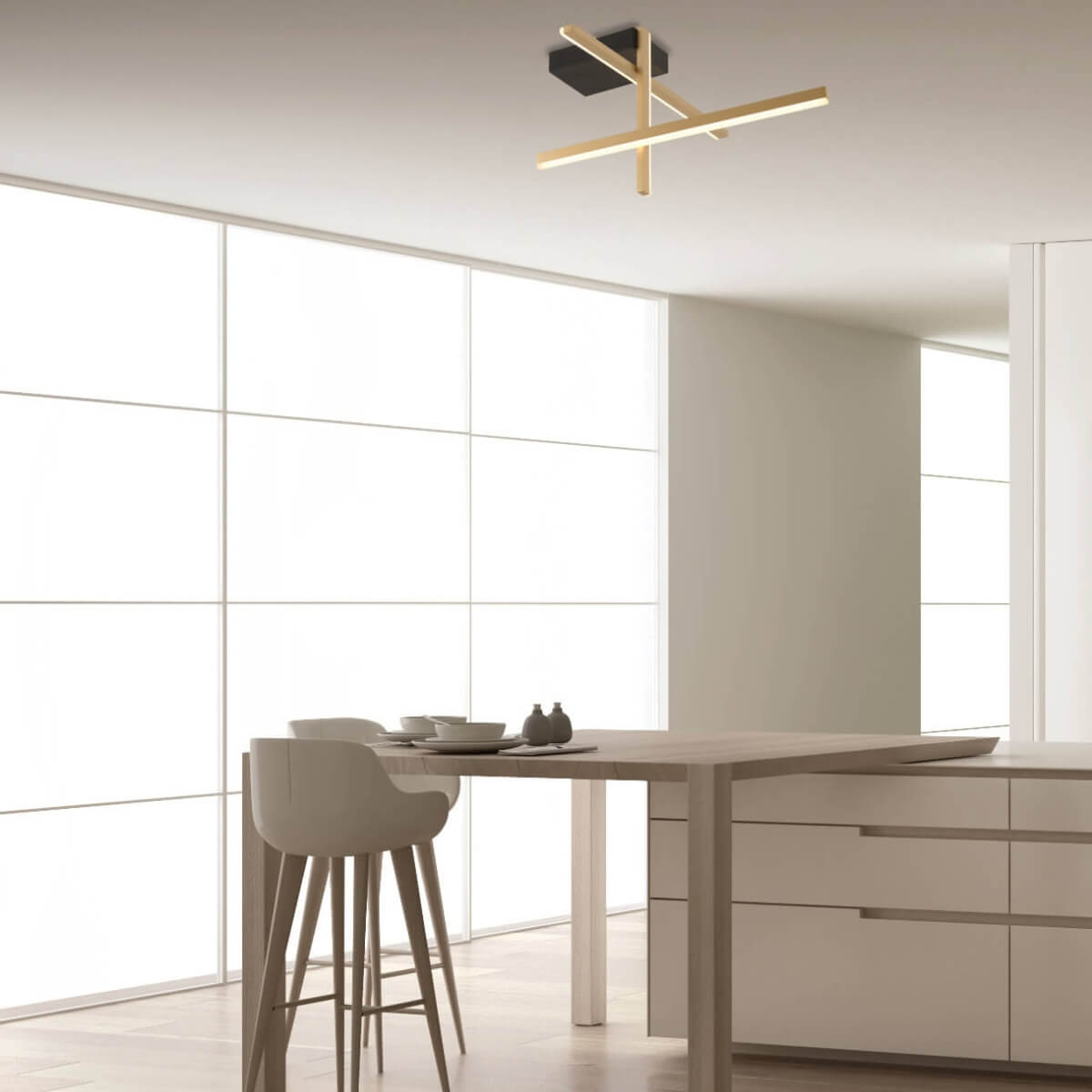 Plafonnier ZAMBELIS 23W Dimmable DESIGN Dore Mat et Noir Sable 22024