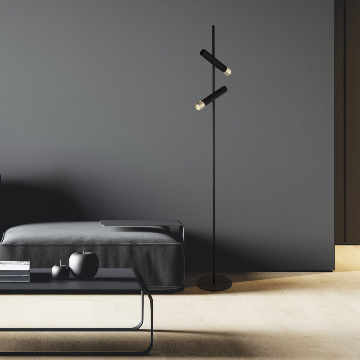 Lampe sur pied ZAMBELIS 7W DESIGN Noir Sable et Dore Mat 22032
