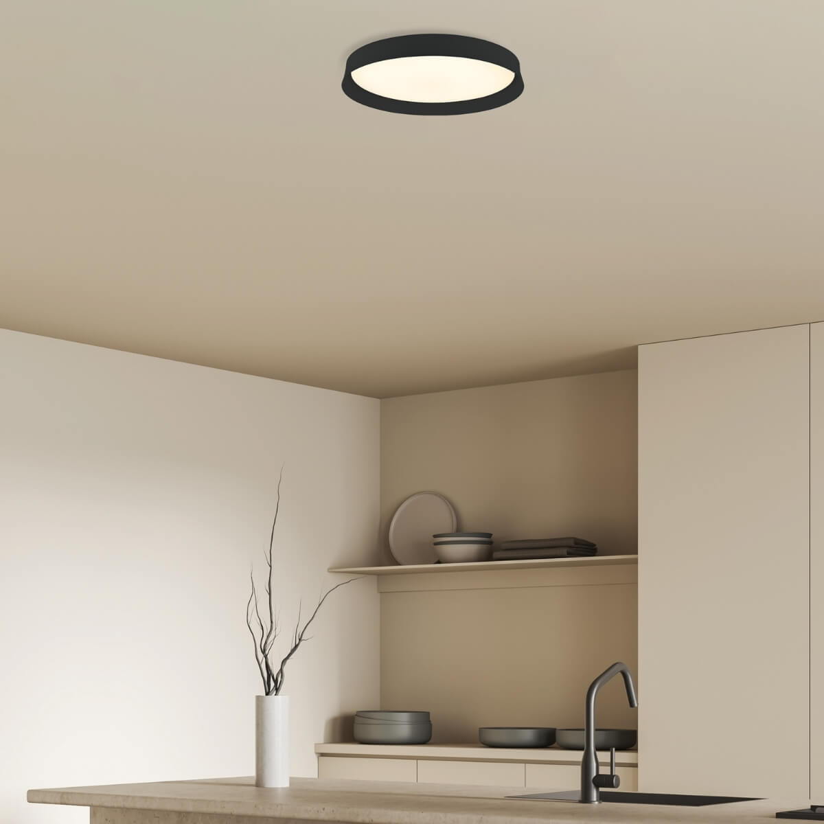 Plafonnier ZAMBELIS D380 20W Dimmable DESIGN Noir Mat 22128