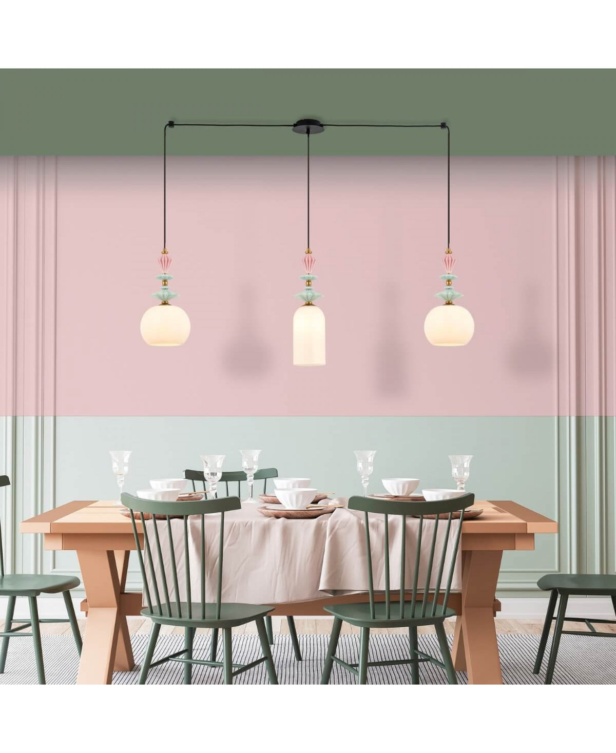 Suspension ZAMBELIS 3xE27 DESIGN Noir Sable et Laiton Sans Source 22153