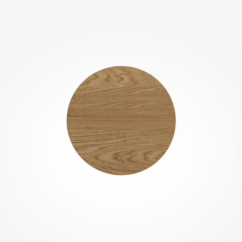 Panneau circulaire en bois clair avec veinage horizontal, face avant.