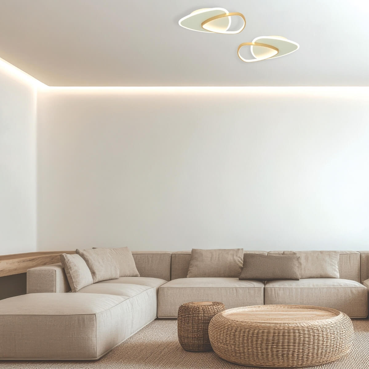 Plafonnier ZAMBELIS 36W Dimmable DESIGN Dore et Blanc Mat 23093