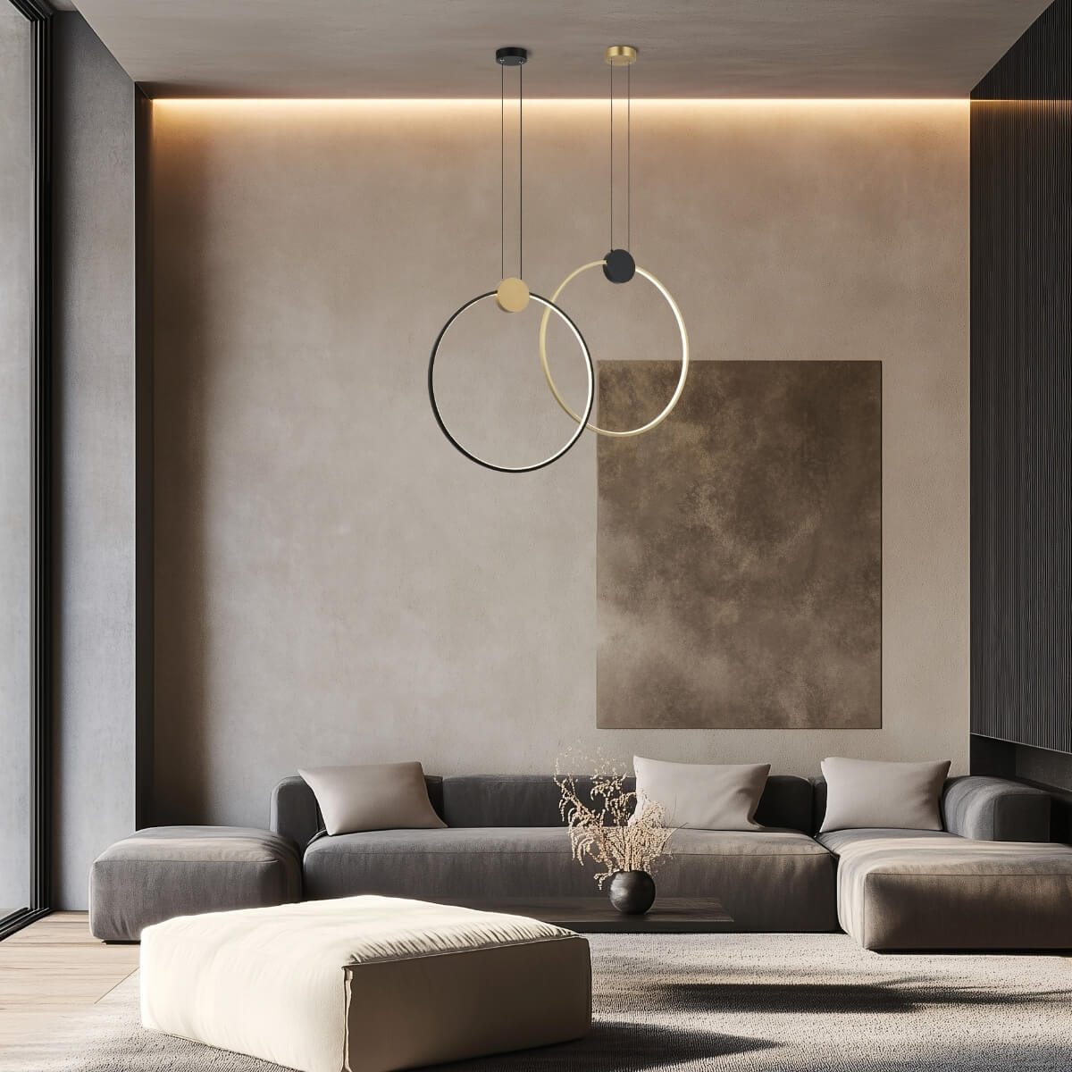 Suspension ZAMBELIS 24W D600 Dimmable DESIGN Noir Mat et Dore 23094