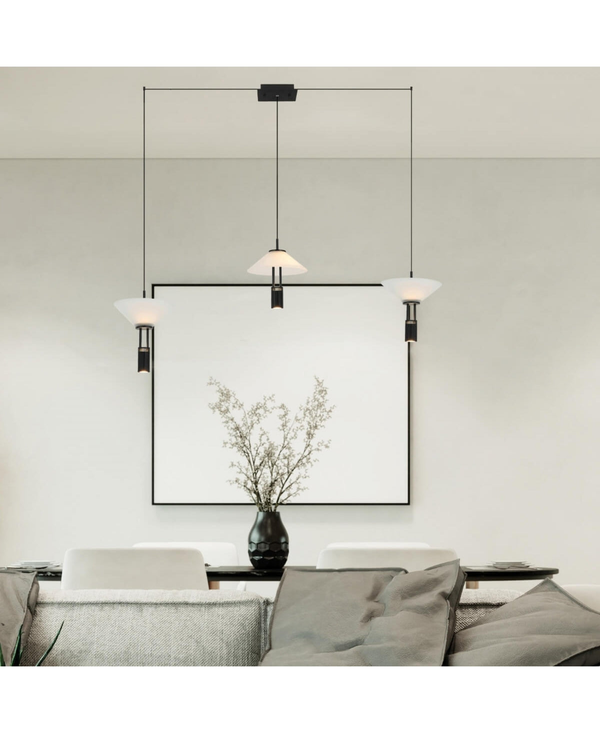 Suspension ZAMBELIS 28W Dimmable Direct/Indirect DESIGN Noir Mat