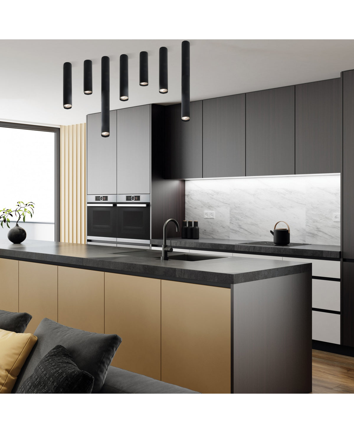 Plafonnier ZAMBELIS D54 GU10 DESIGN Noir Sable 23226