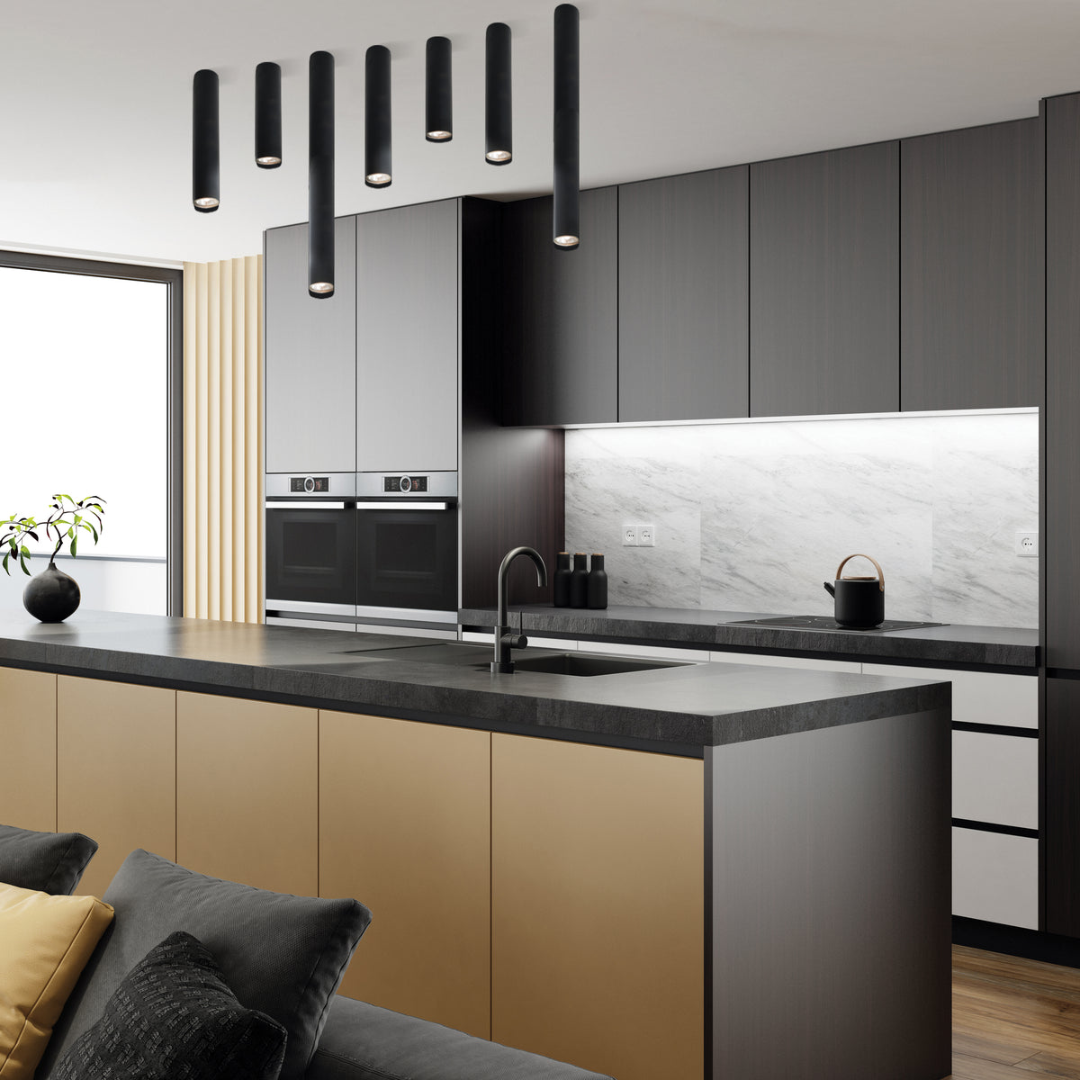 Plafonnier ZAMBELIS D54 GU10 DESIGN Noir Sable 23226