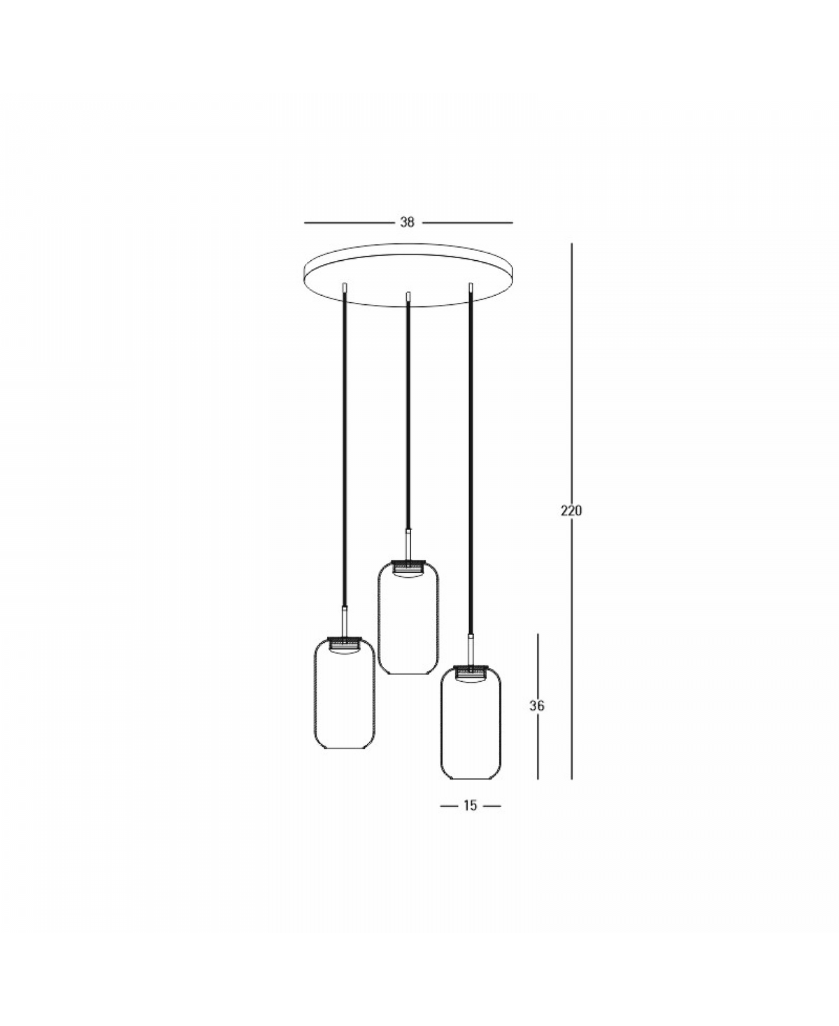 Suspension ZAMBELIS 3x12W DESIGN Noir et Dore 23231