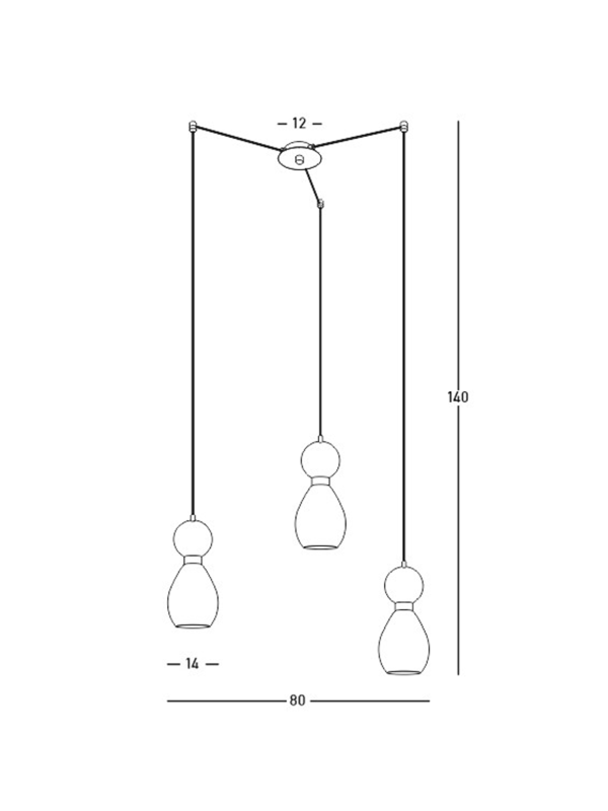 Suspension ZAMBELIS 3xE14 DESIGN Noir Sable et Noir Marbre Sans Source 23245