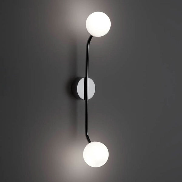 Applique murale Pep en verre, noir et blanc, 2 lumières, hauteur 48 cm