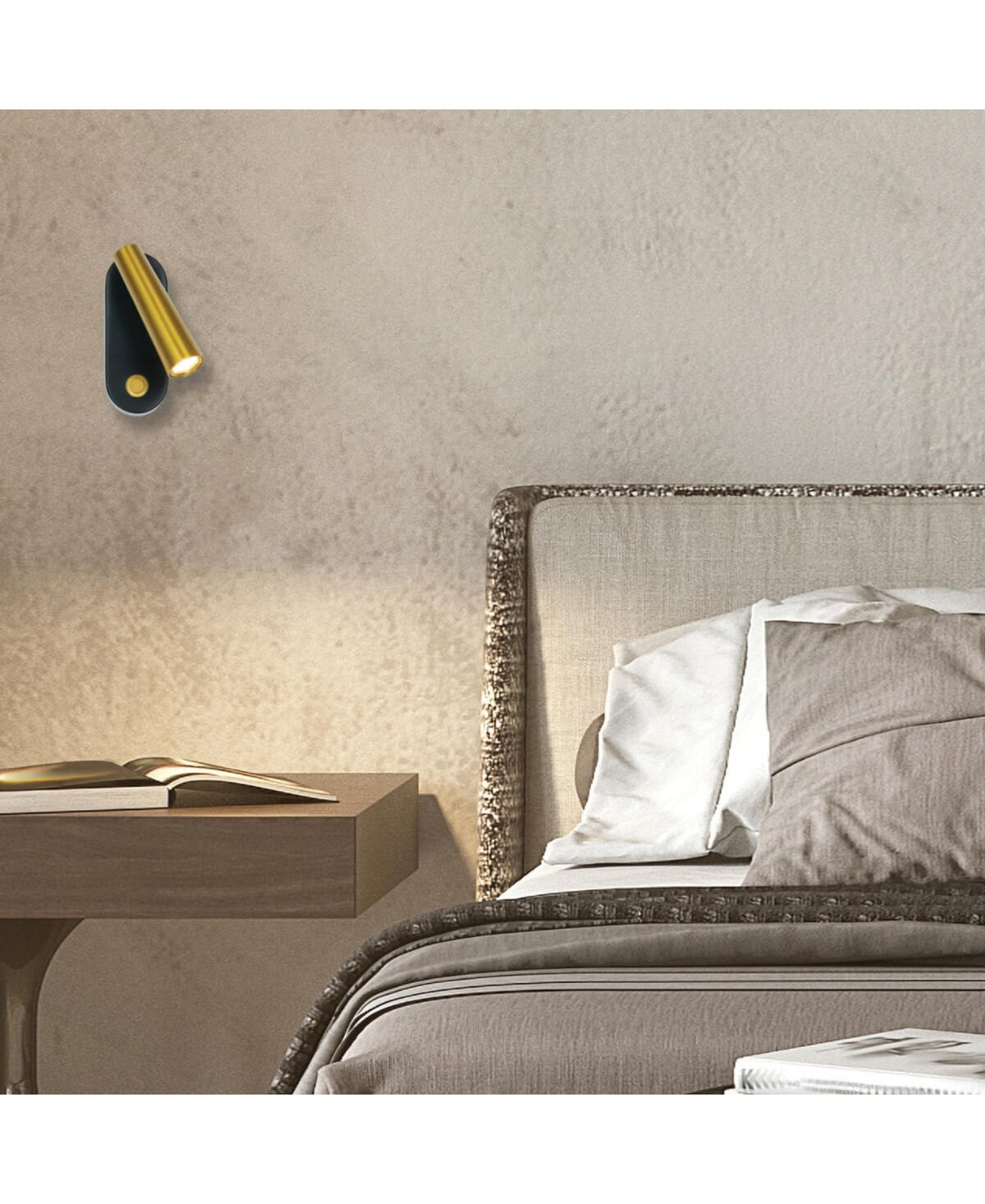 Applique Murale ZAMBELIS Lecture 3W Interrupteur DESIGN Noir Mat et Or Mat 25182