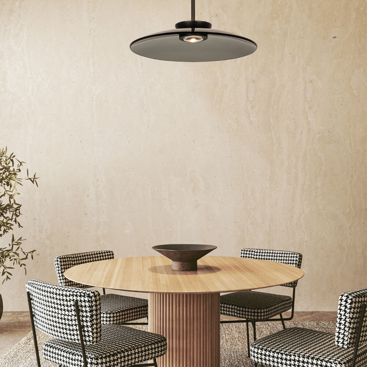 Suspension ZAMBELIS D500 31W Direct/Indirect CCT Dimmable DESIGN Verre Fume et Noir Mat 25275