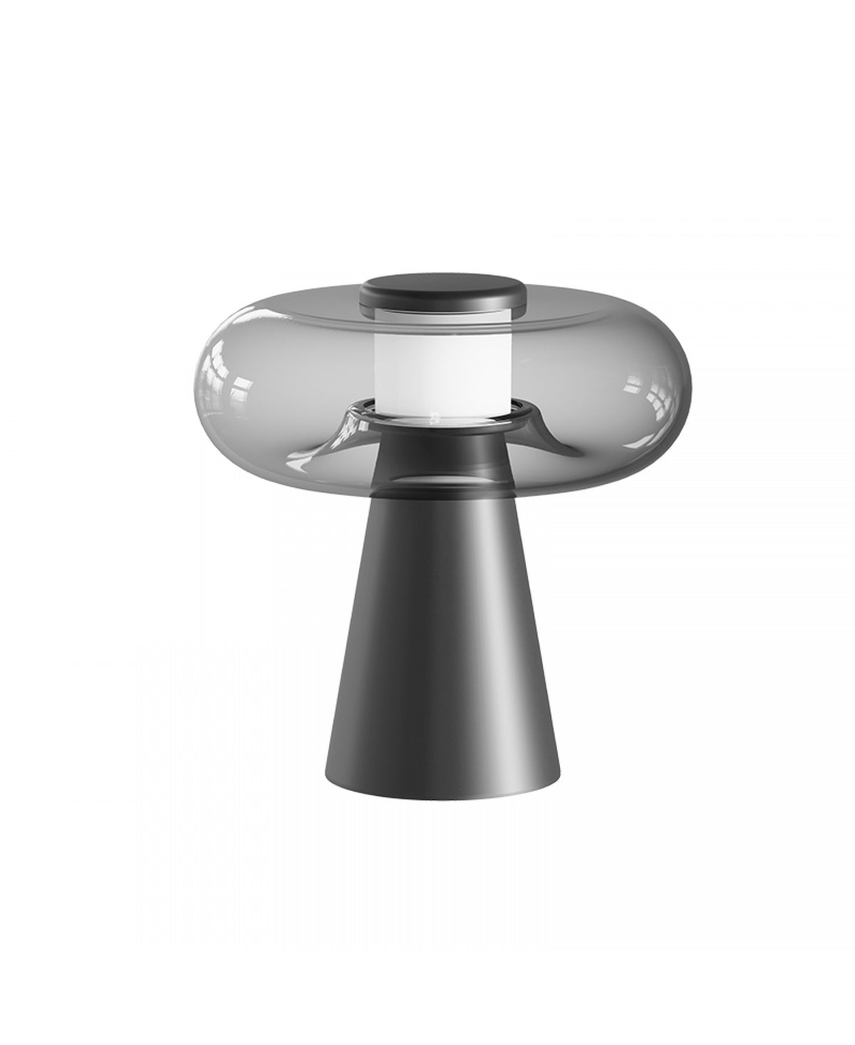 Lampe Sur Table ZAMBELIS Tactile D350 18W Dimmable DESIGN Verre Fume et Noir Mat 25277
