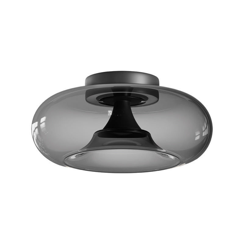 Plafonnier ZAMBELIS D350 30W CCT Dimmable DESIGN Verre Fume et Noir Mat 25279