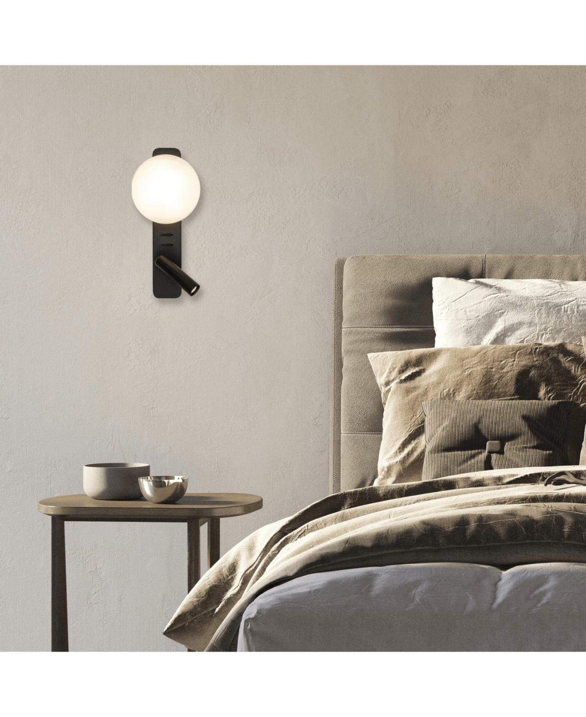 Applique Murale ZAMBELIS Lecture 3W + G9 Interrupteur DESIGN Noir Mat 25326