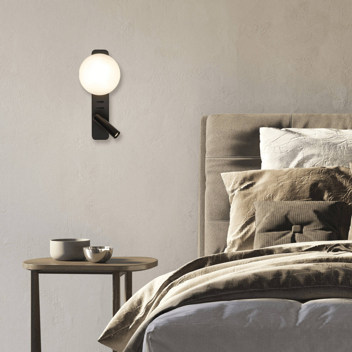 Applique Murale ZAMBELIS Lecture 3W + G9 Interrupteur DESIGN Noir Mat 25326