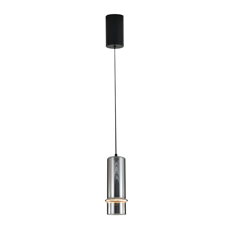 Suspension ZAMBELIS D110 6W Dimmable DESIGN Noir Verre Fume et Noir Sable 2533