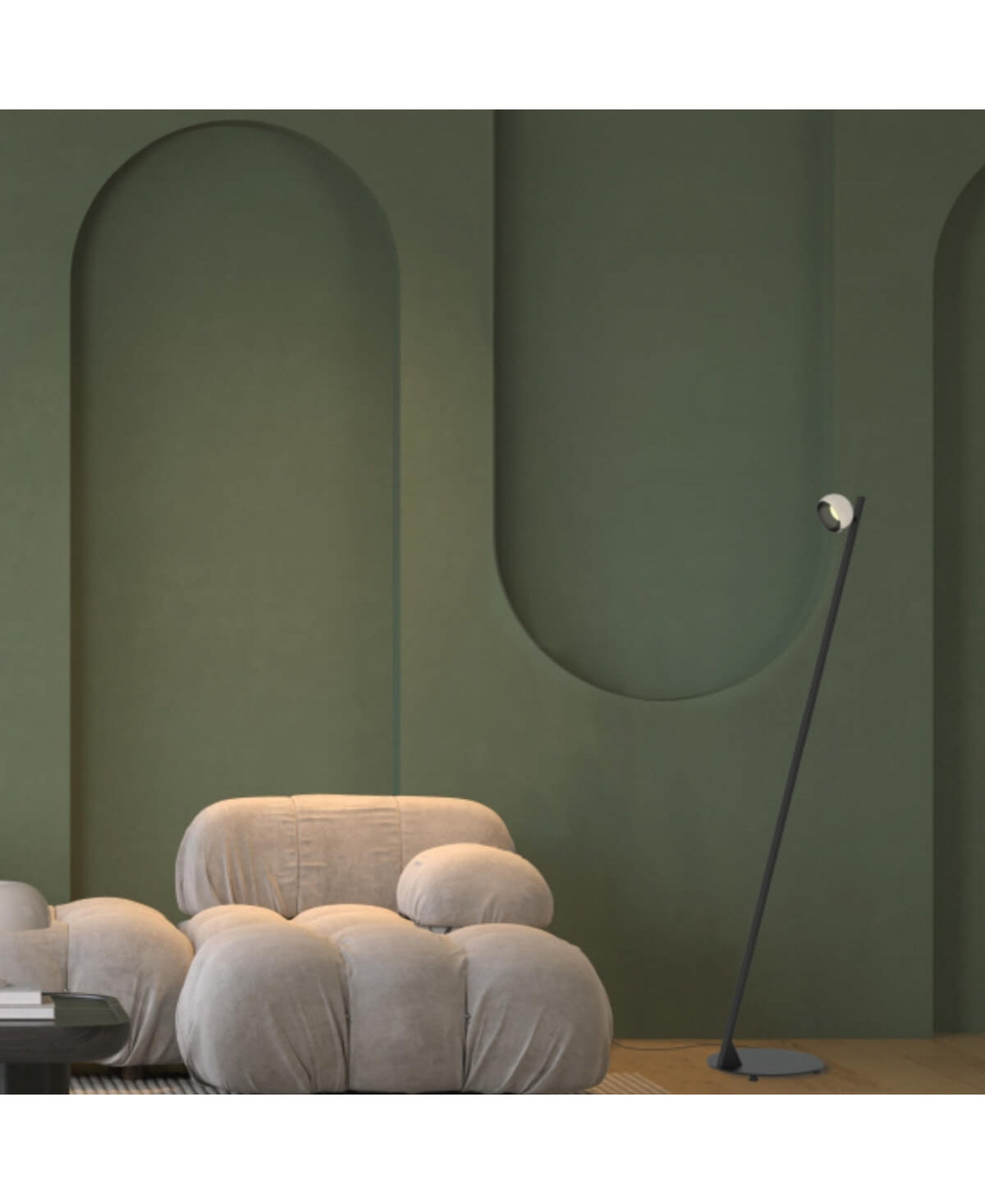 Lampe sur Pied ZAMBELIS 7W Tactile Dimmable DESIGN Noir Sable et Aluminium Brosse 25345