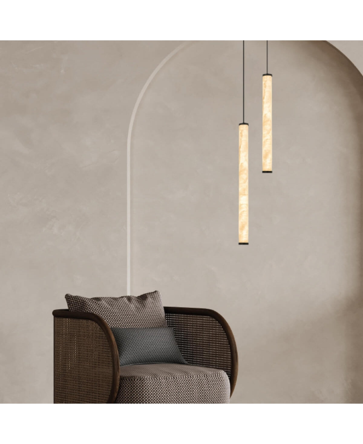 Suspension ZAMBELIS D45 15W Dimmable DESIGN Albatre Blanc et Noir Sable 2540