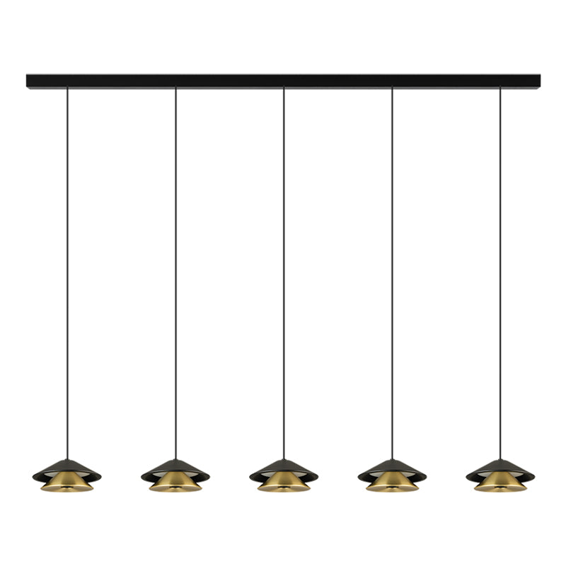 Suspension ZAMBELIS 5x9W DESIGN Noir Sable et Or Brosse 25452