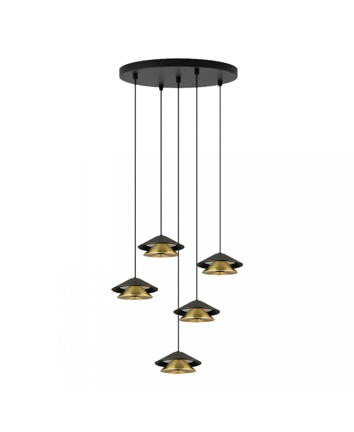 Suspension ZAMBELIS D350 45W Dimmable DESIGN Noir Sable et Or Brosse 25453