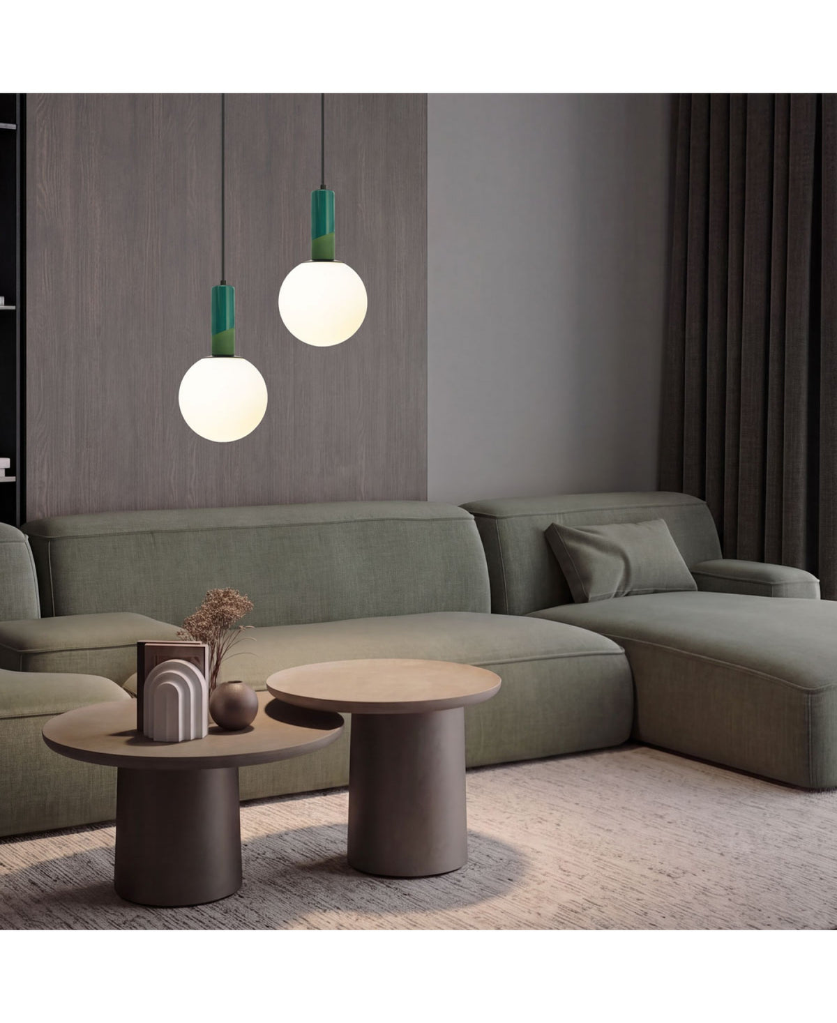 Suspension ZAMBELIS 7W DESIGN Vert Porcelaine 2601