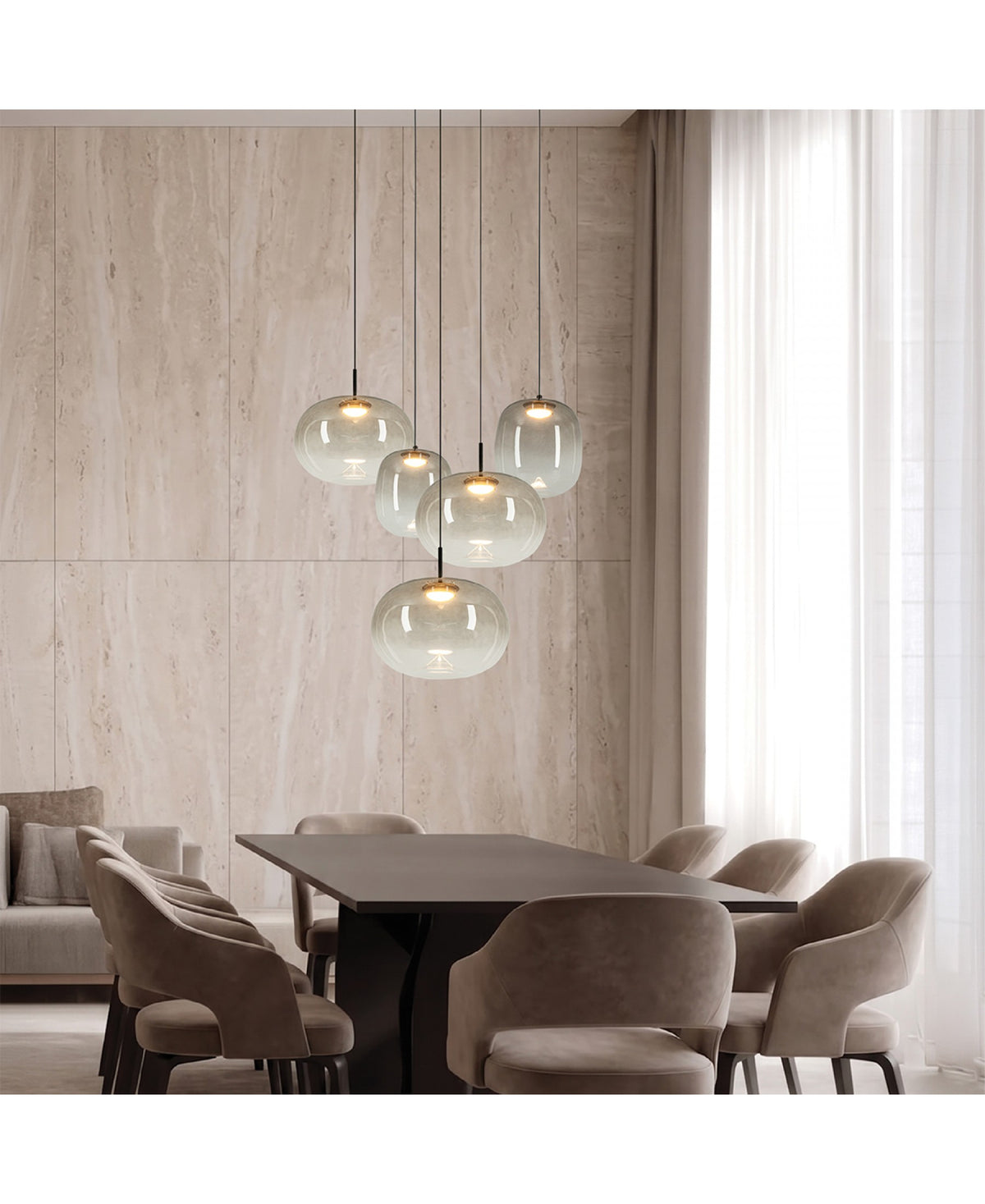 Suspension ZAMBELIS 4W DESIGN Verre Fume-Noir Mat 2610