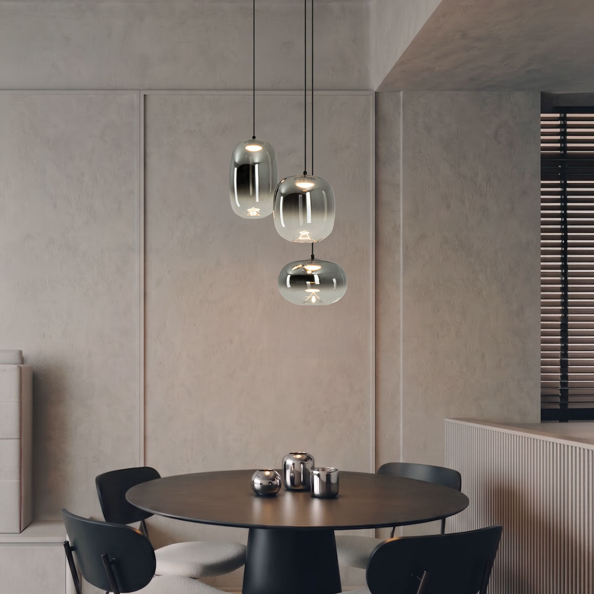 Suspension ZAMBELIS 11W DESIGN Verre Fume-Noir Mat 2613