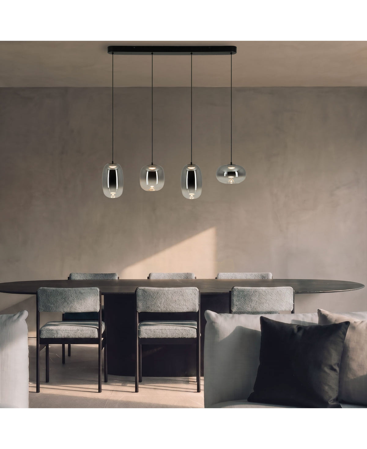 Suspension Lineaire ZAMBELIS 15W DESIGN Verre Fume-Noir Mat 2614