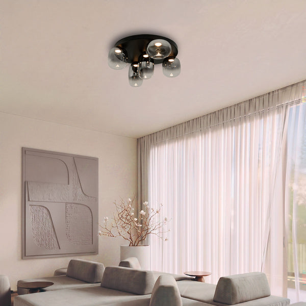 Plafonnier ZAMBELIS 18W DESIGN Verre Fume-Noir Mat 2616