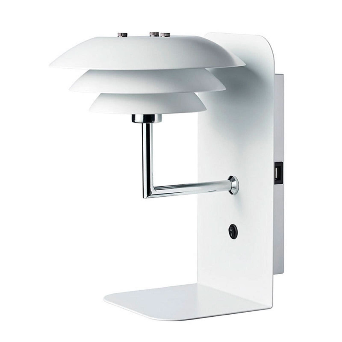 Applique murale DL20 USB Shelf en métal, blanc, hauteur 28 cm