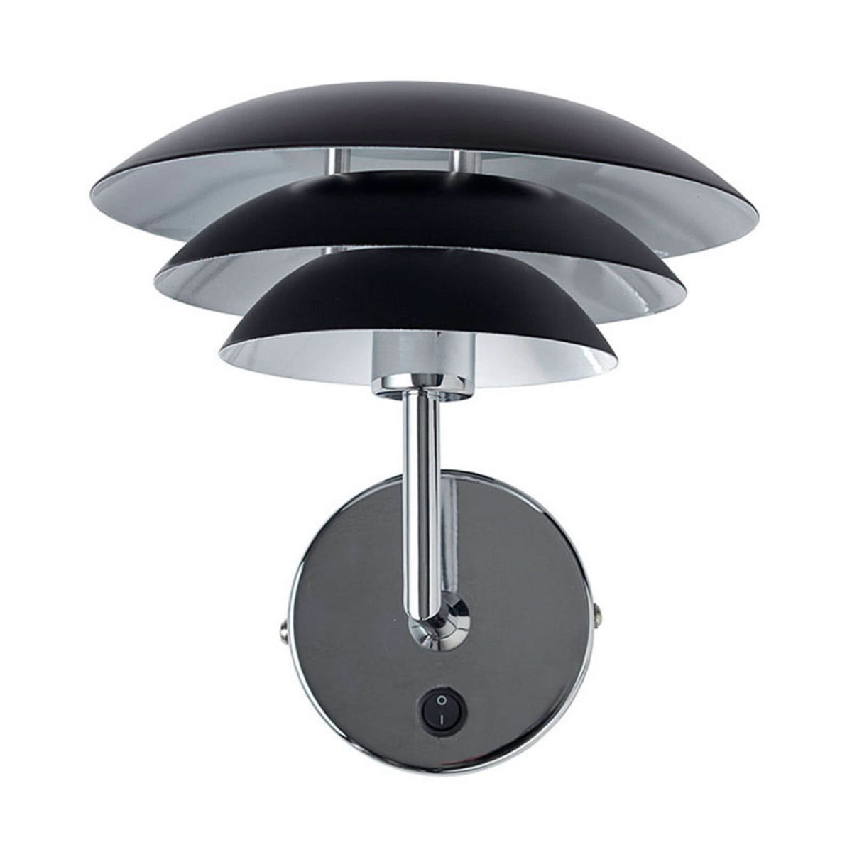 Applique murale DL20 en métal, chromé et noir mat, hauteur 23 cm