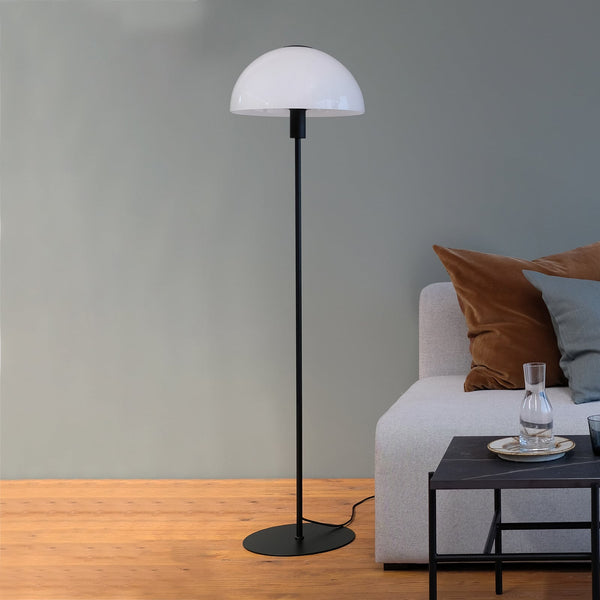Lampadaire Jazz en verre, noir mat et blanc, hauteur 135,5 cm