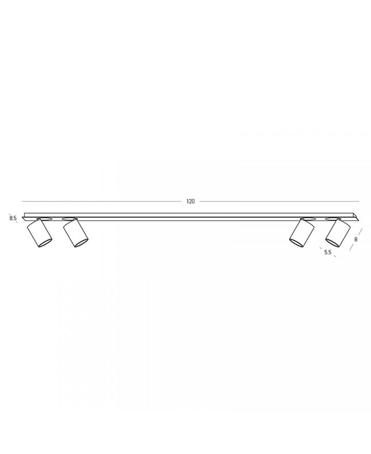 Spot Plafond Quadruple ZAMBELIS 20W DESIGN Noir Mat 2671