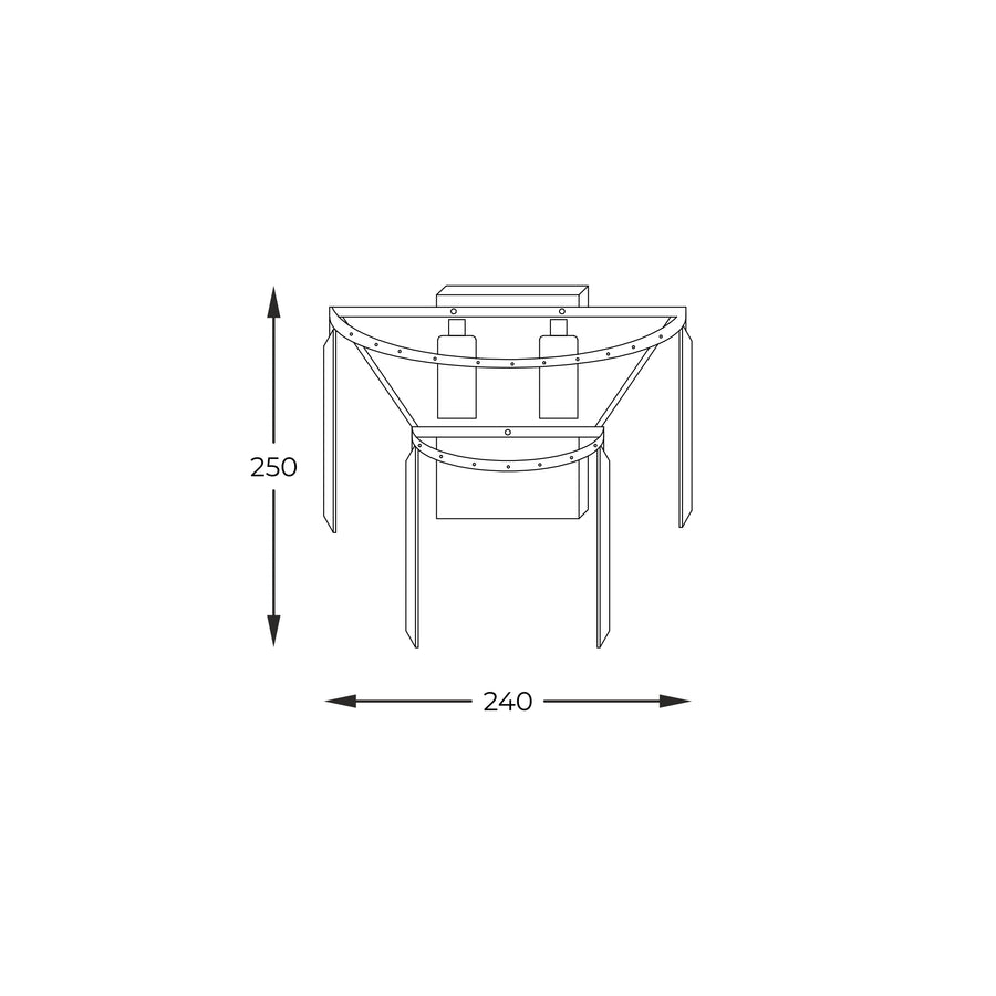 Schéma de dimensions du luminaire, 250 mm de hauteur et 240 mm de largeur