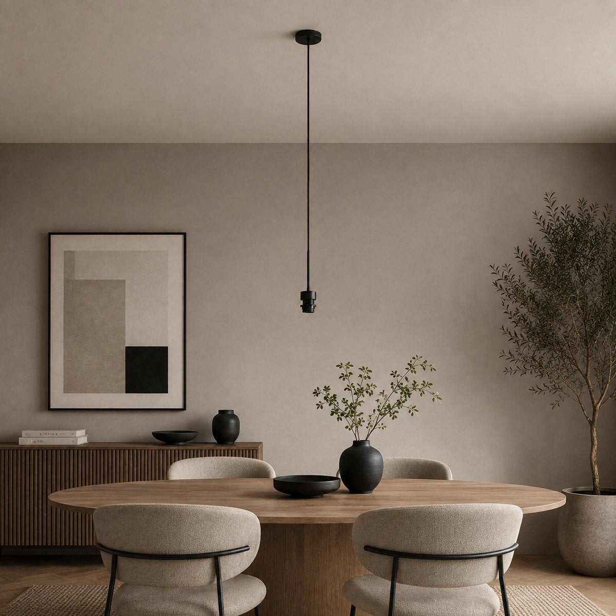 Lustre Noir Ajustable Pampilles