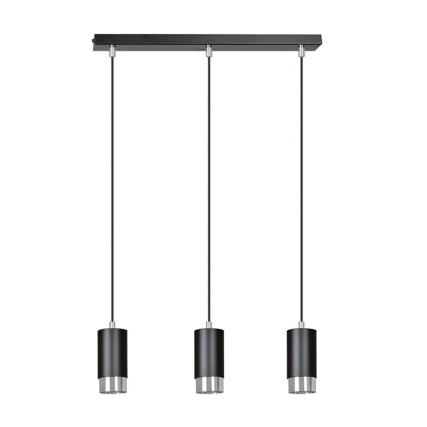 Fumiko 3-light black and chrome pendant light