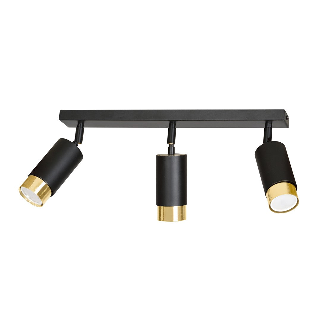 Hiro 3-light ceiling lamp black and gold