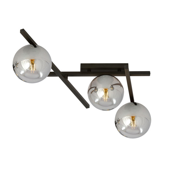 3-light smart ceiling light, black, graphite glass